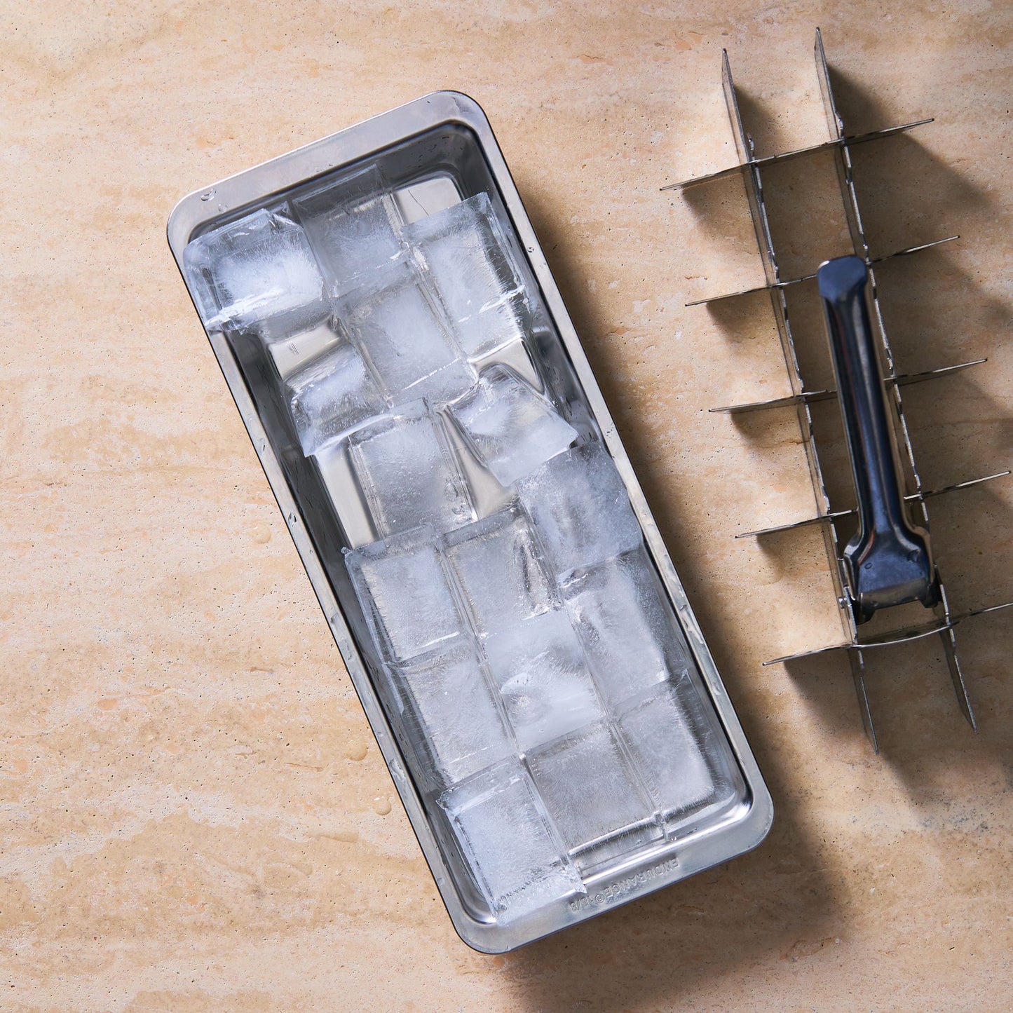 Stainless-Steel Ice Cube Trays, Set of 2