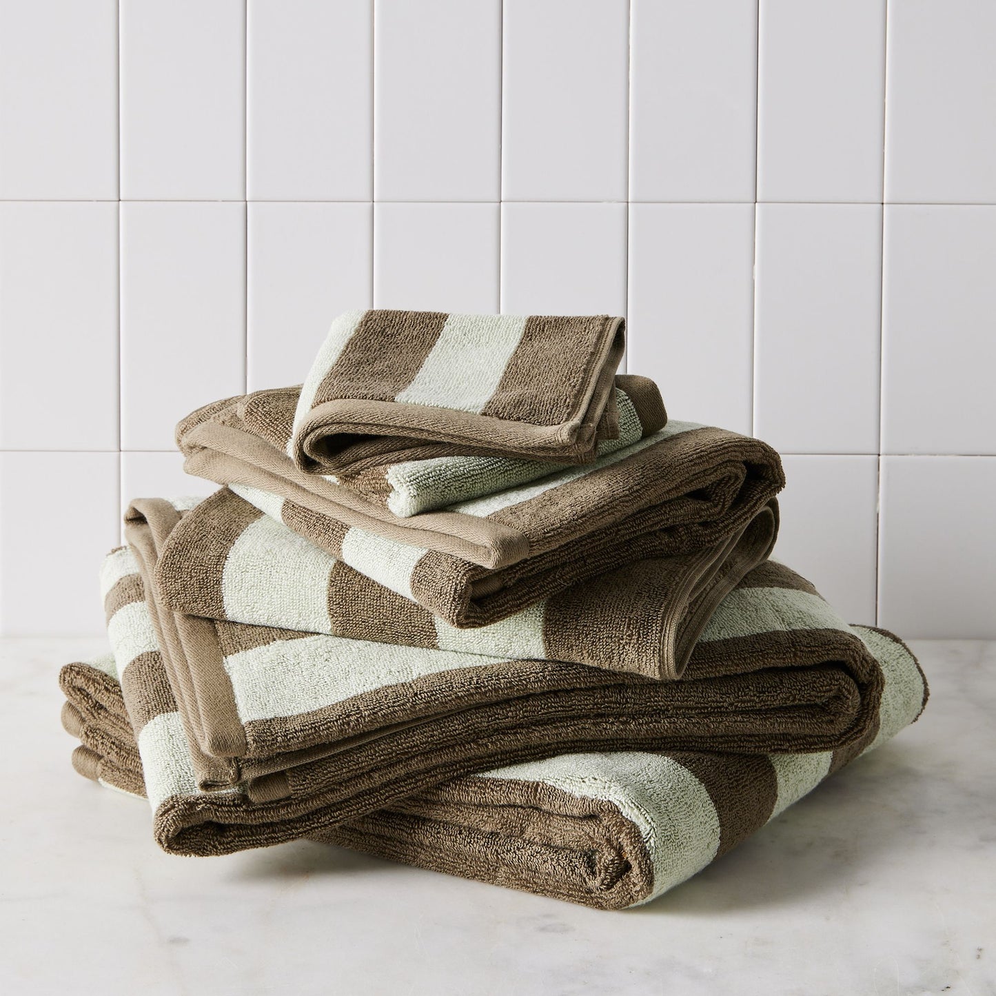 Striped Cotton Terry Bath Towels & Mats