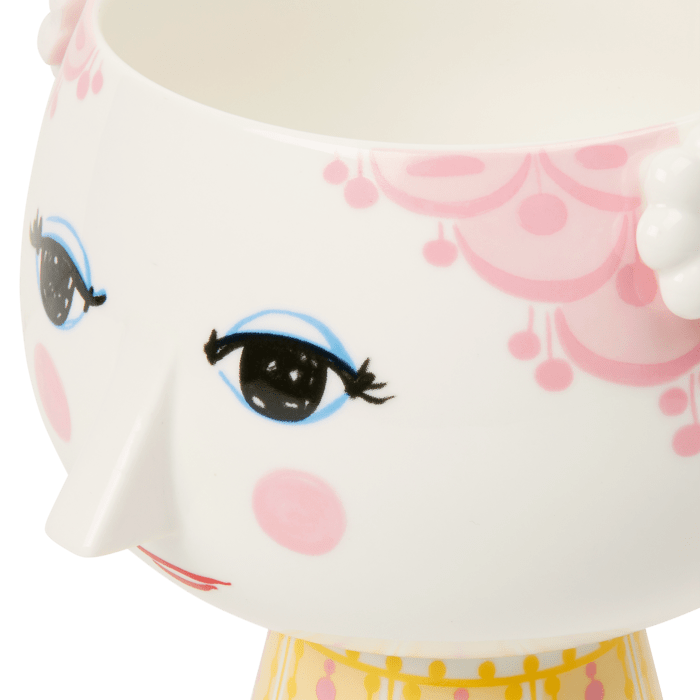 Bjørn Wiinblad Eva Flower Pot on Base, Pink & Yellow