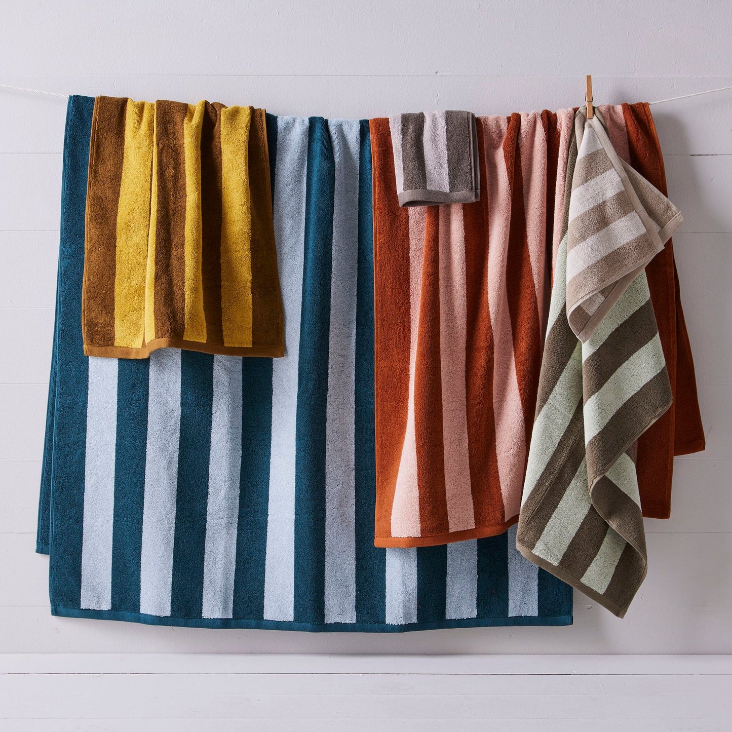 Striped Cotton Terry Bath Towels & Mats