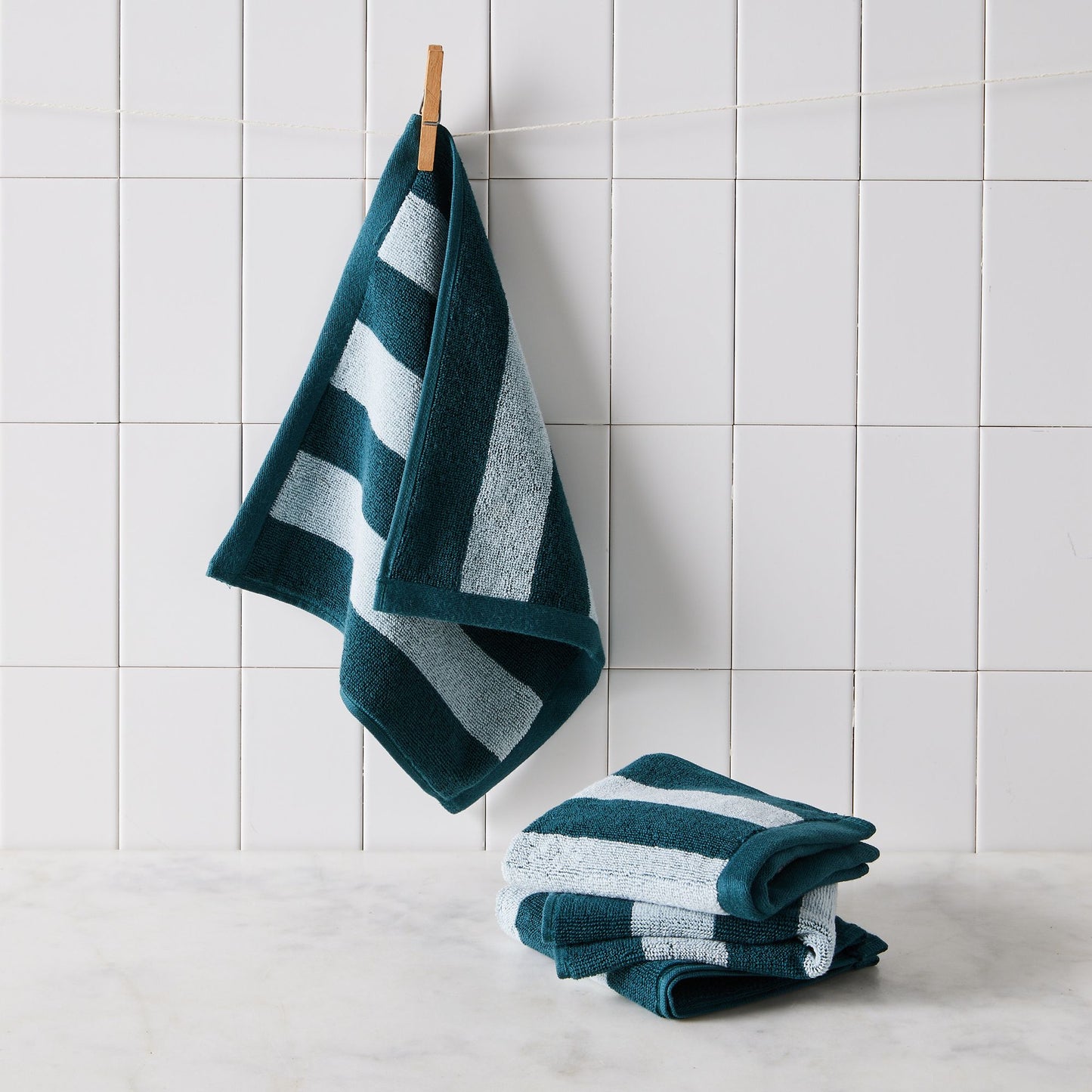 Striped Cotton Terry Bath Towels & Mats
