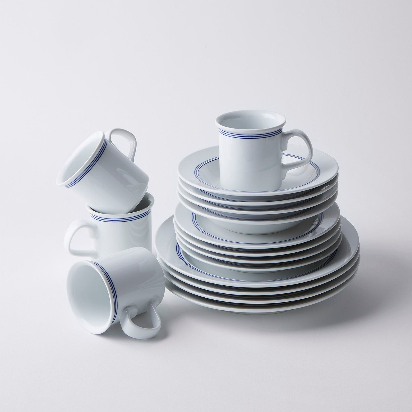 Dansk Cafe Blanc Stripe Porcelain Dinnerware, 16-Piece Set