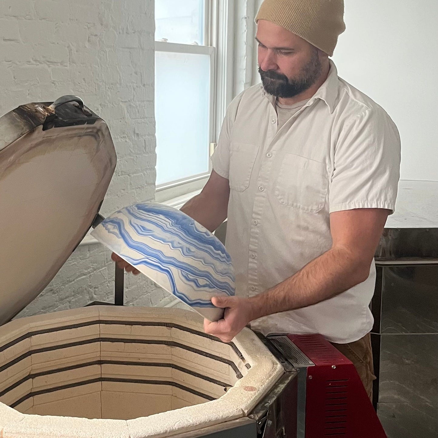 Handmade Marbled Porcelain Serving Bowls by Andrew Molleur