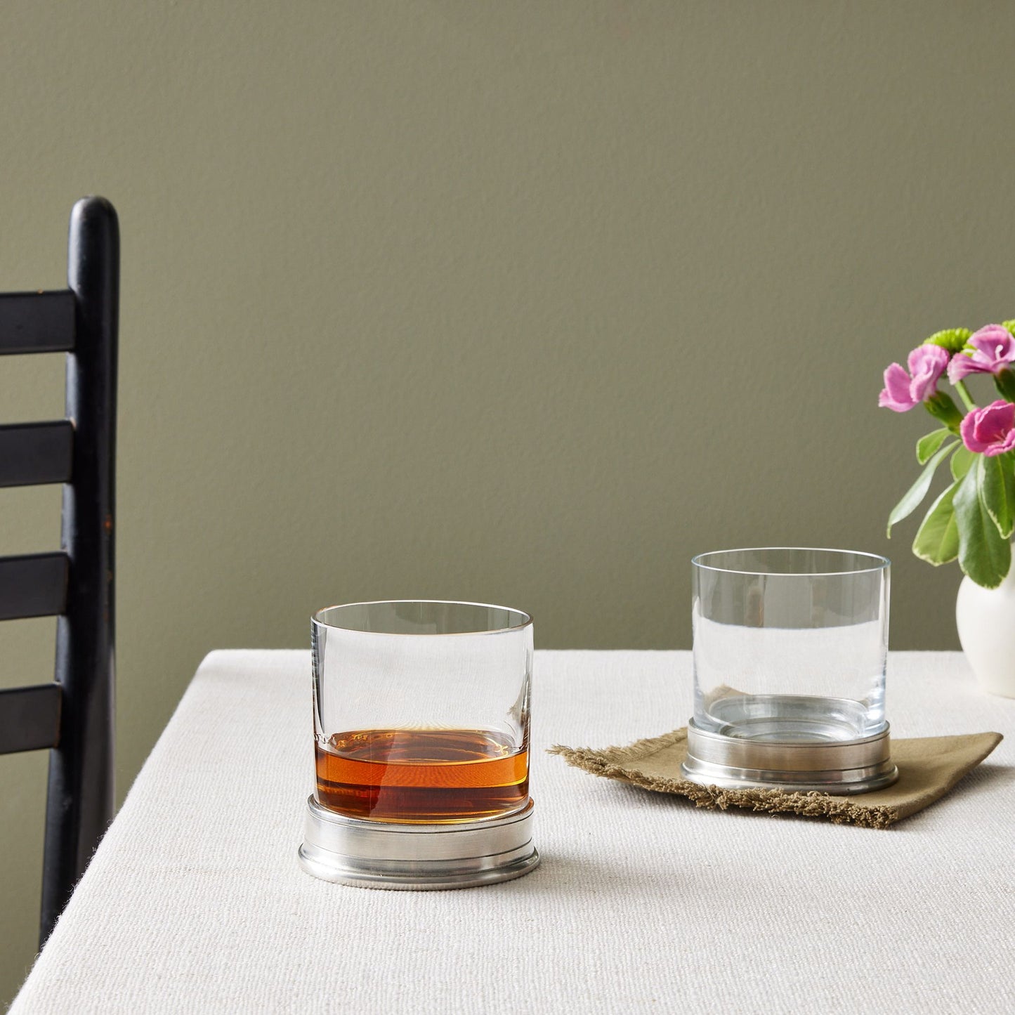 MATCH Italian Pewter & Crystal Whiskey Glass