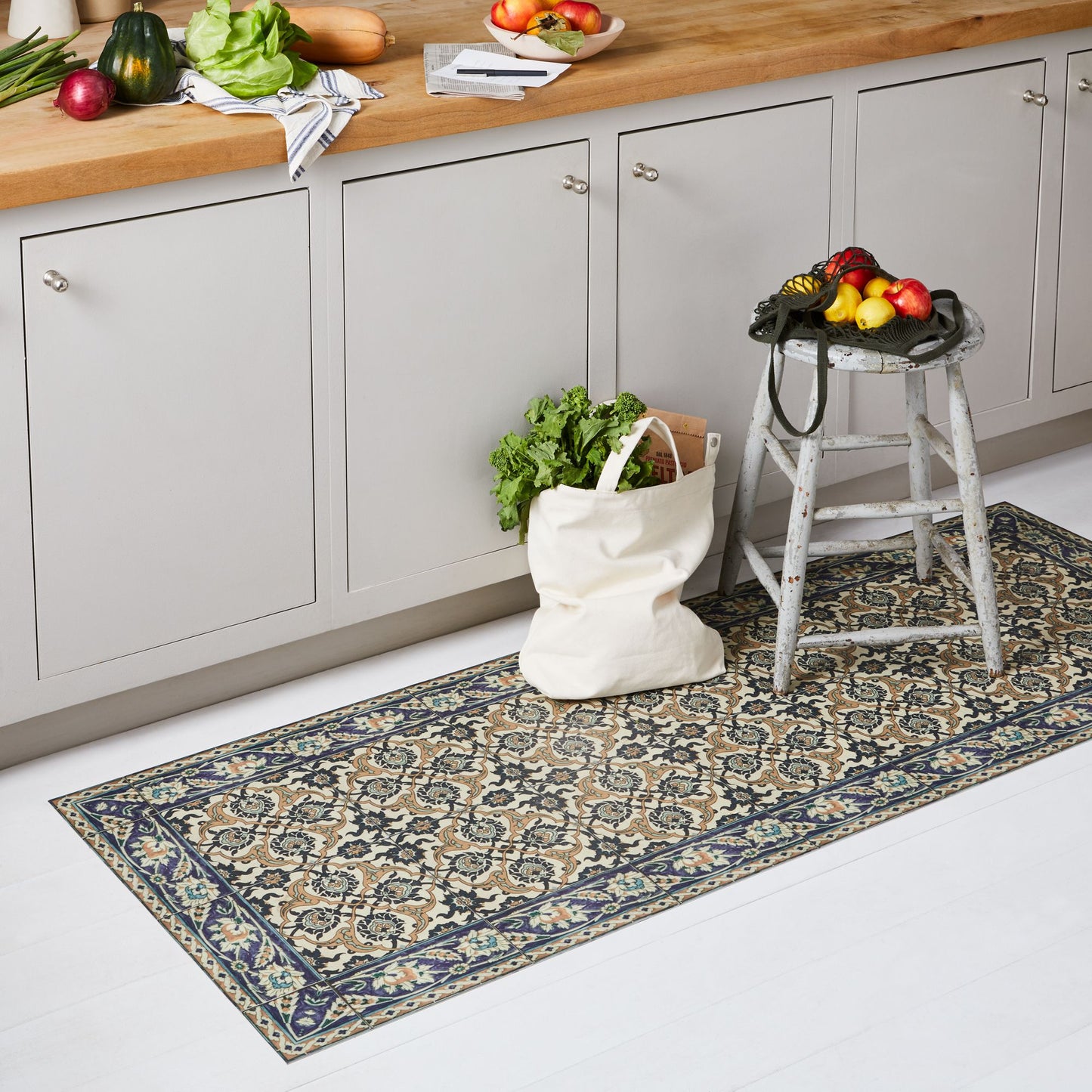 Mediterranean Vinyl Kitchen Floor Mats & Runners