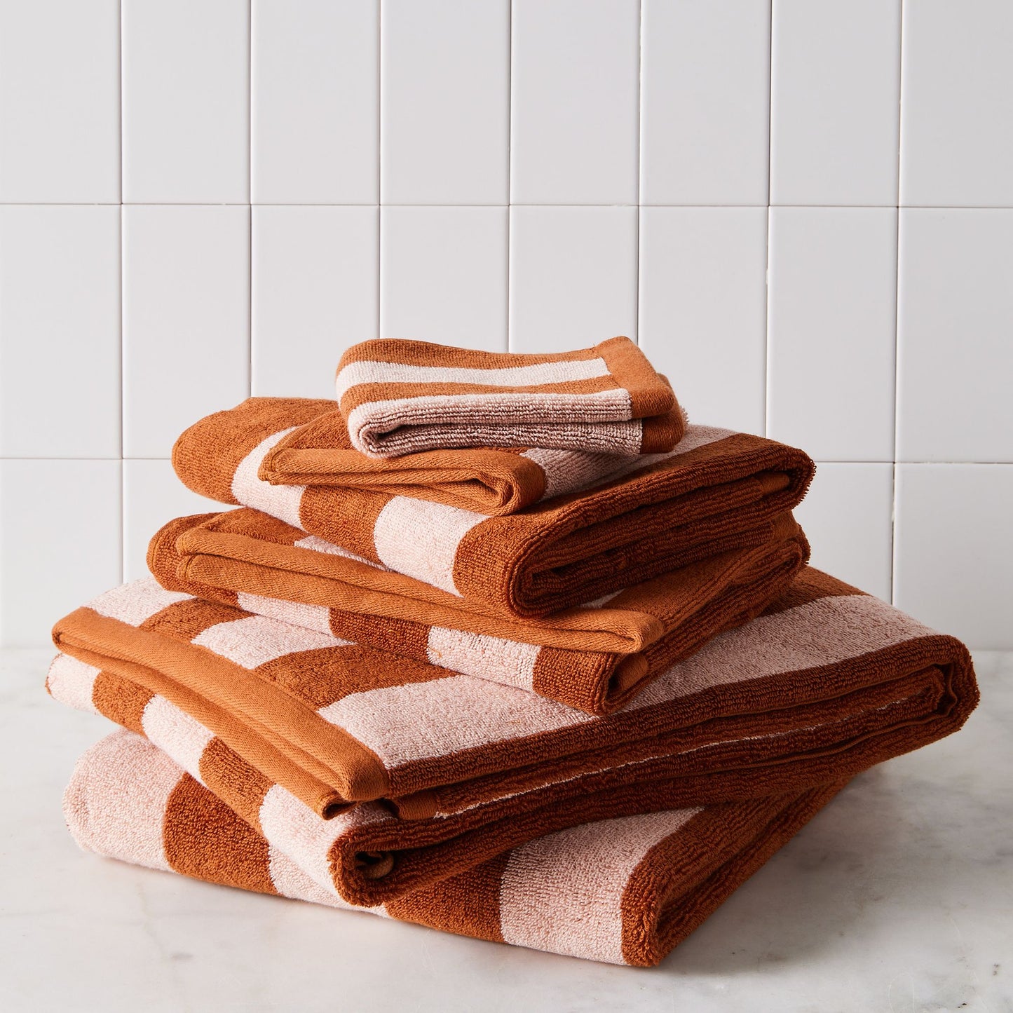 Striped Cotton Terry Bath Towels & Mats