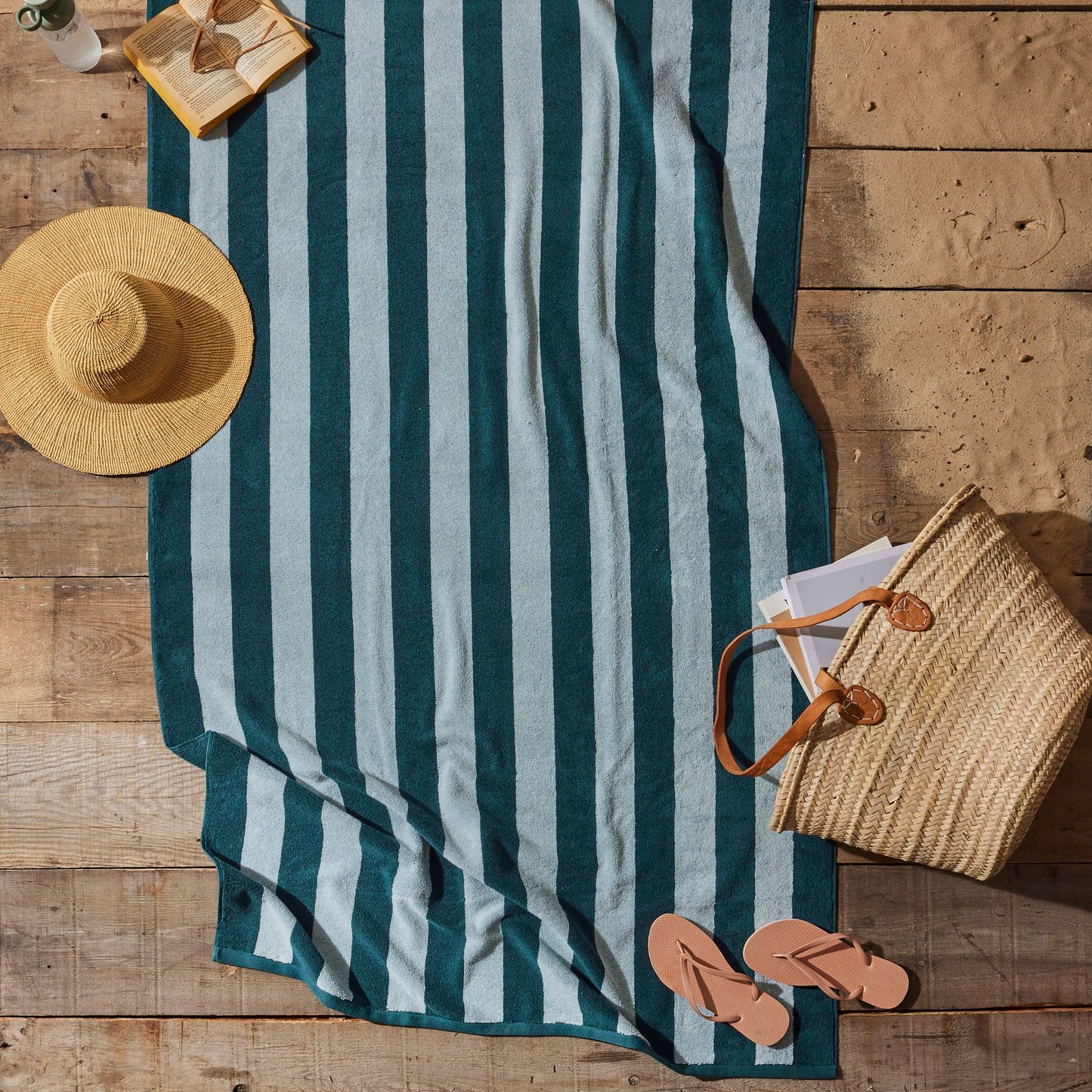 Striped Cotton Terry Bath Towels & Mats