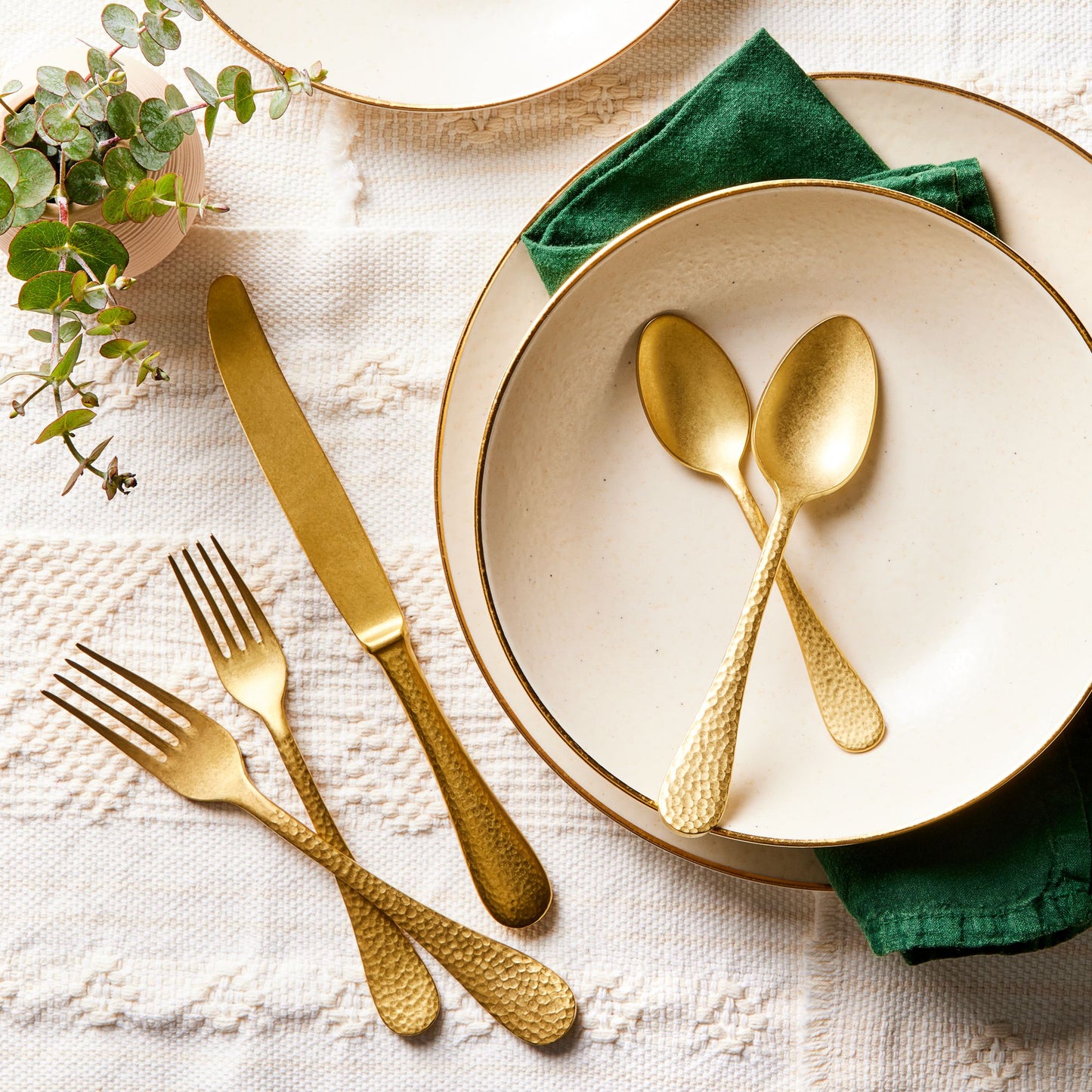 Epoque Hammered Italian Flatware Sets