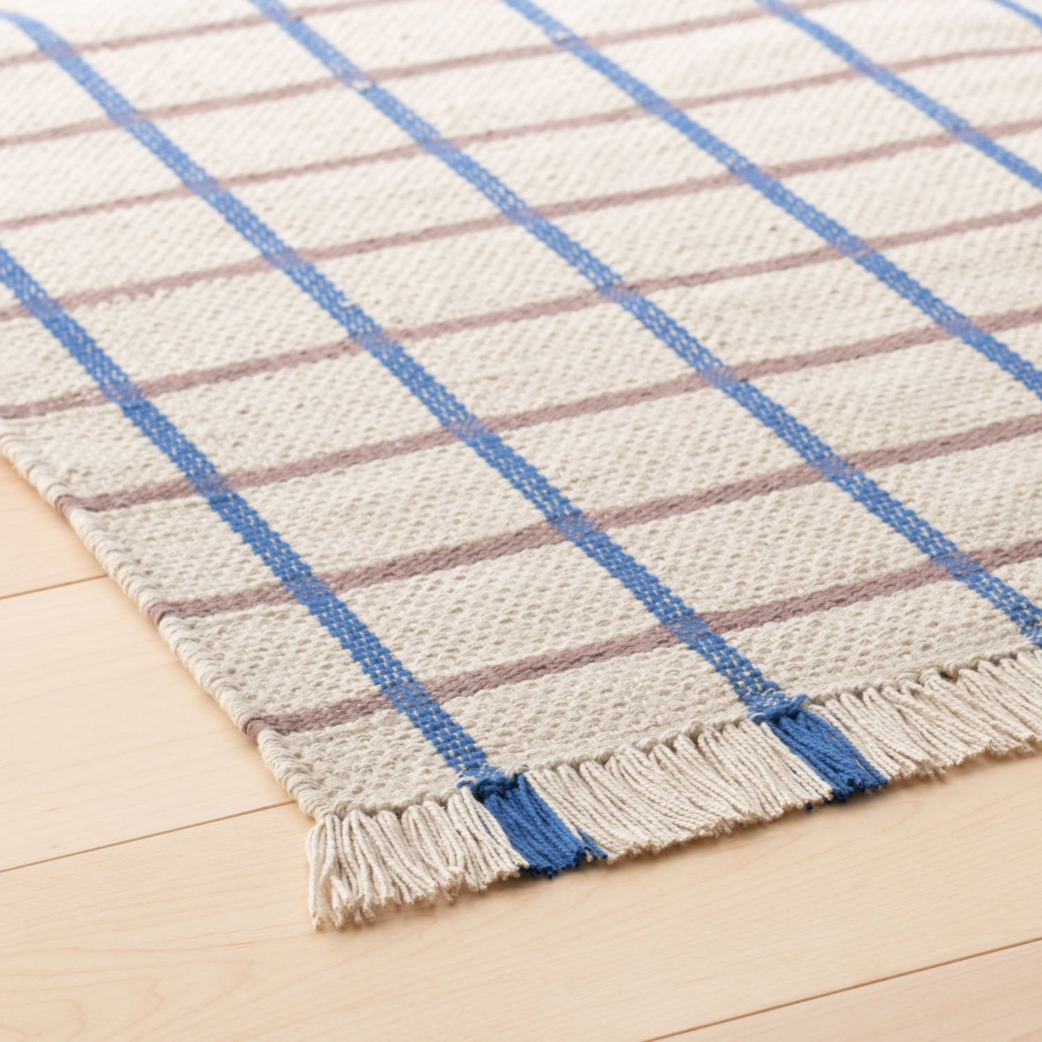 Cotton Grid Flatweave Rug::Natural::Hover