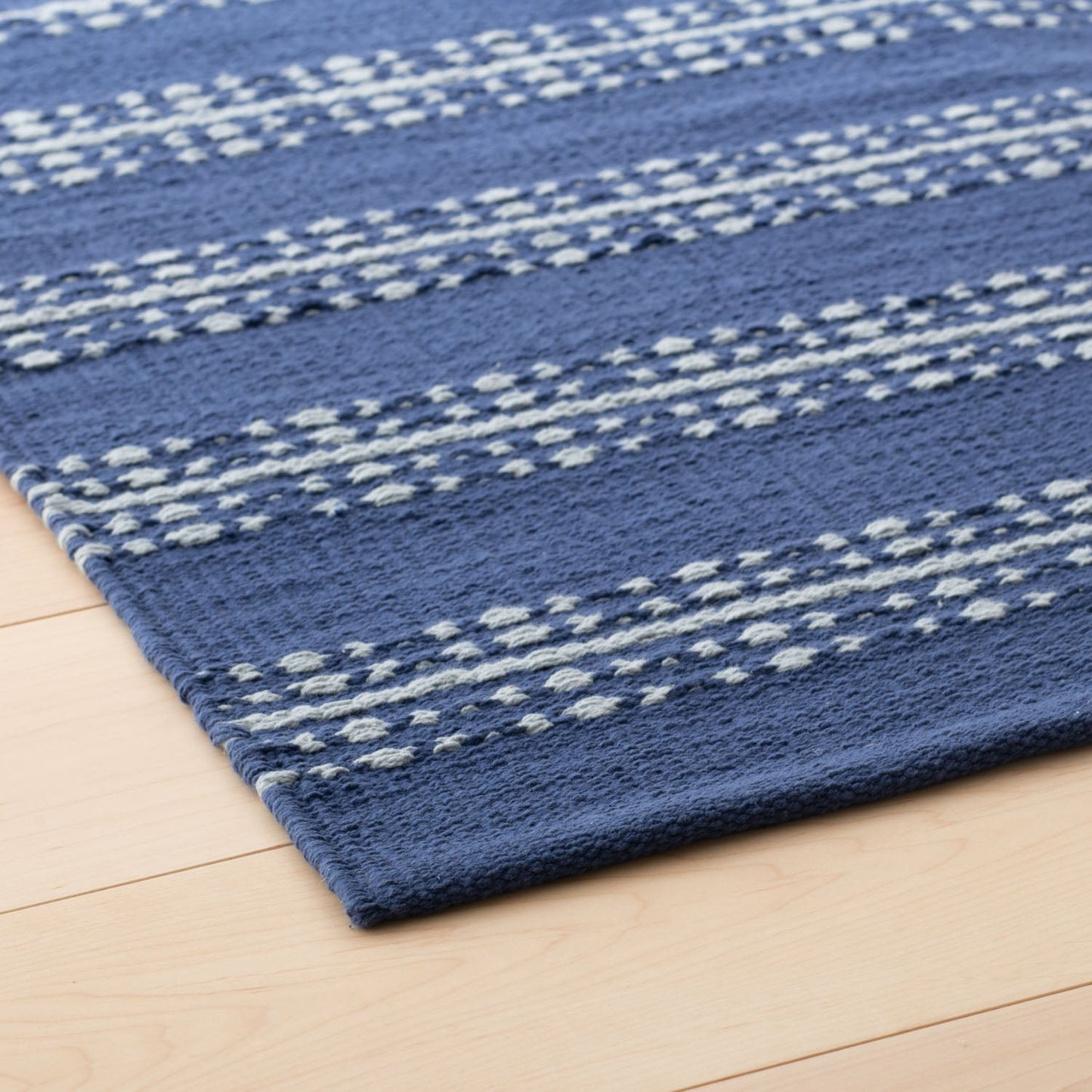 Cotton Ticking Stripe Flatweave Rug::Royal Blue::Hover