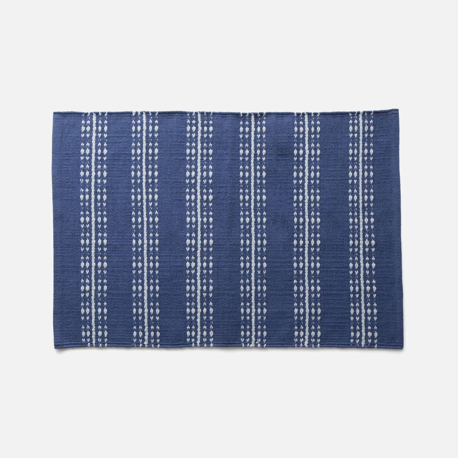 Cotton Ticking Stripe Flatweave Rug::Royal Blue::Main