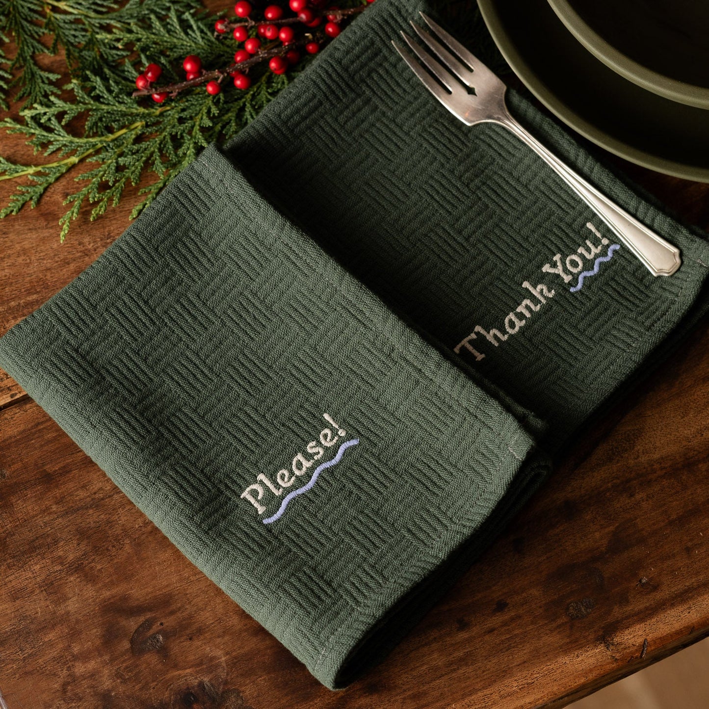 Embroidered Please and Thank You Napkin Set