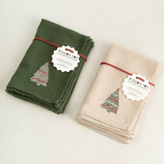 Embroidered Holiday Tree Napkin Set