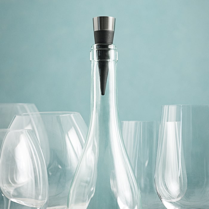 Rosendahl Grand Cru Barware Wine Stopper, Black/Steel, H: 3.5"