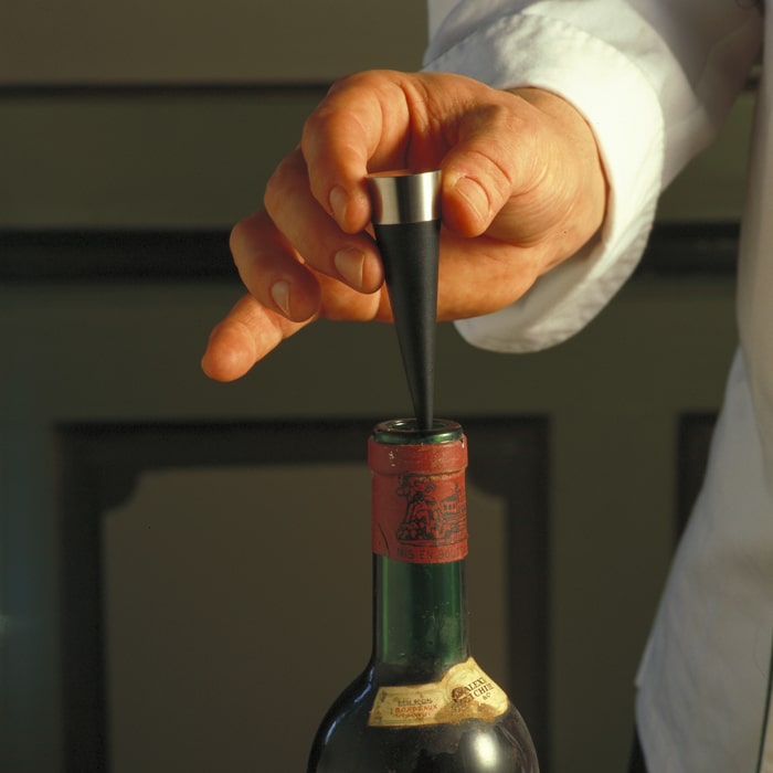 Rosendahl Grand Cru Barware Wine Stopper, Black/Steel, H: 3.5"