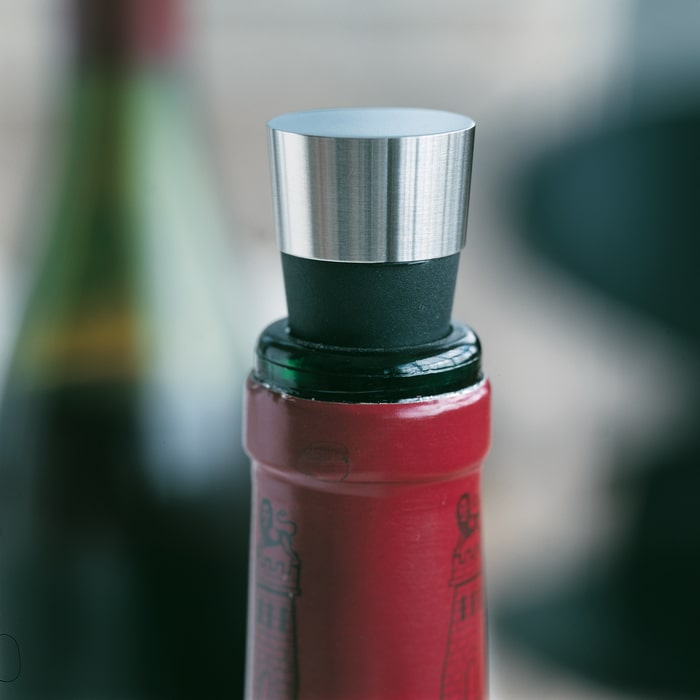 Rosendahl Grand Cru Barware Wine Stopper, Black/Steel, H: 3.5"