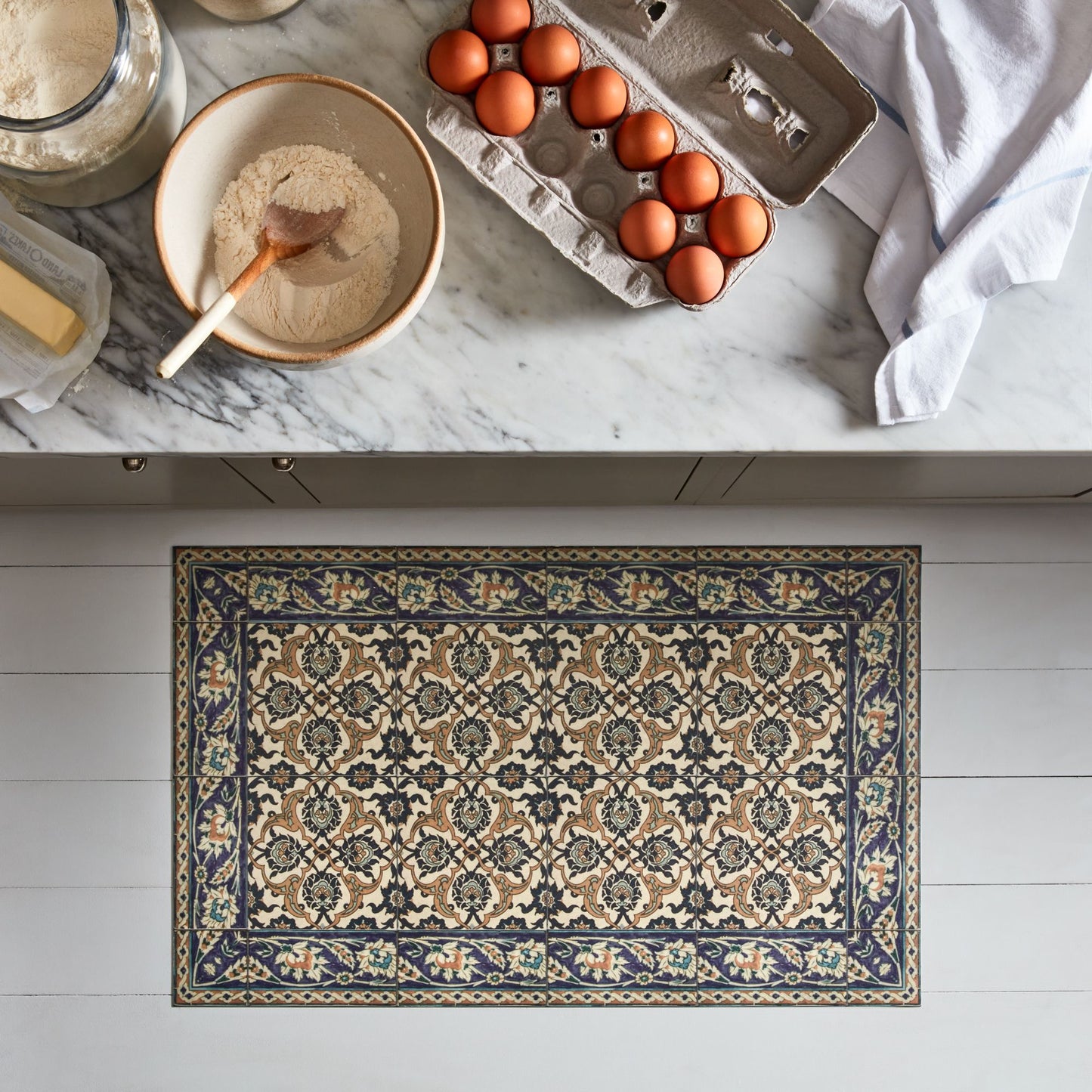 Mediterranean Vinyl Kitchen Floor Mats & Runners
