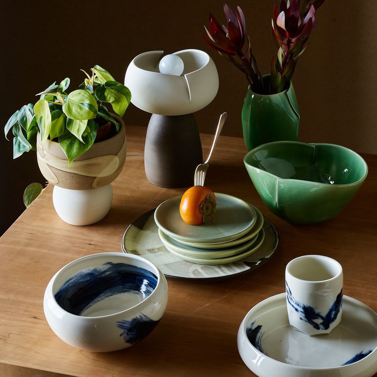 Handmade Porcelain Dart Serving Bowl by Studio Joo
