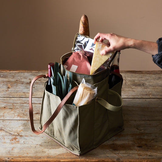 Multi-Pocket Canvas Market Tote