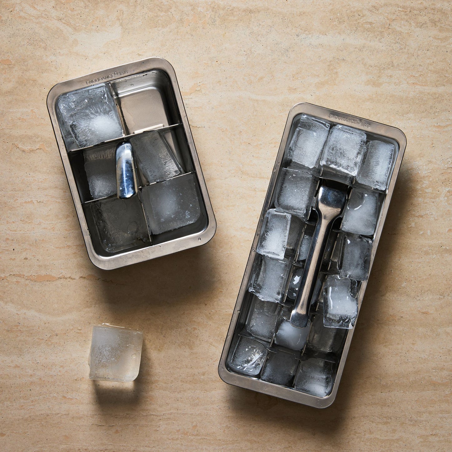 Stainless-Steel Ice Cube Trays, Set of 2