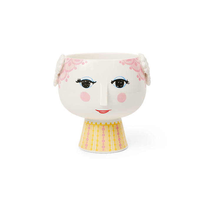 Bjørn Wiinblad Eva Flower Pot on Base, Pink & Yellow