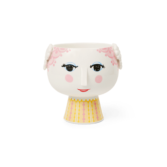 Bjørn Wiinblad Eva Flower Pot on Base, Pink & Yellow