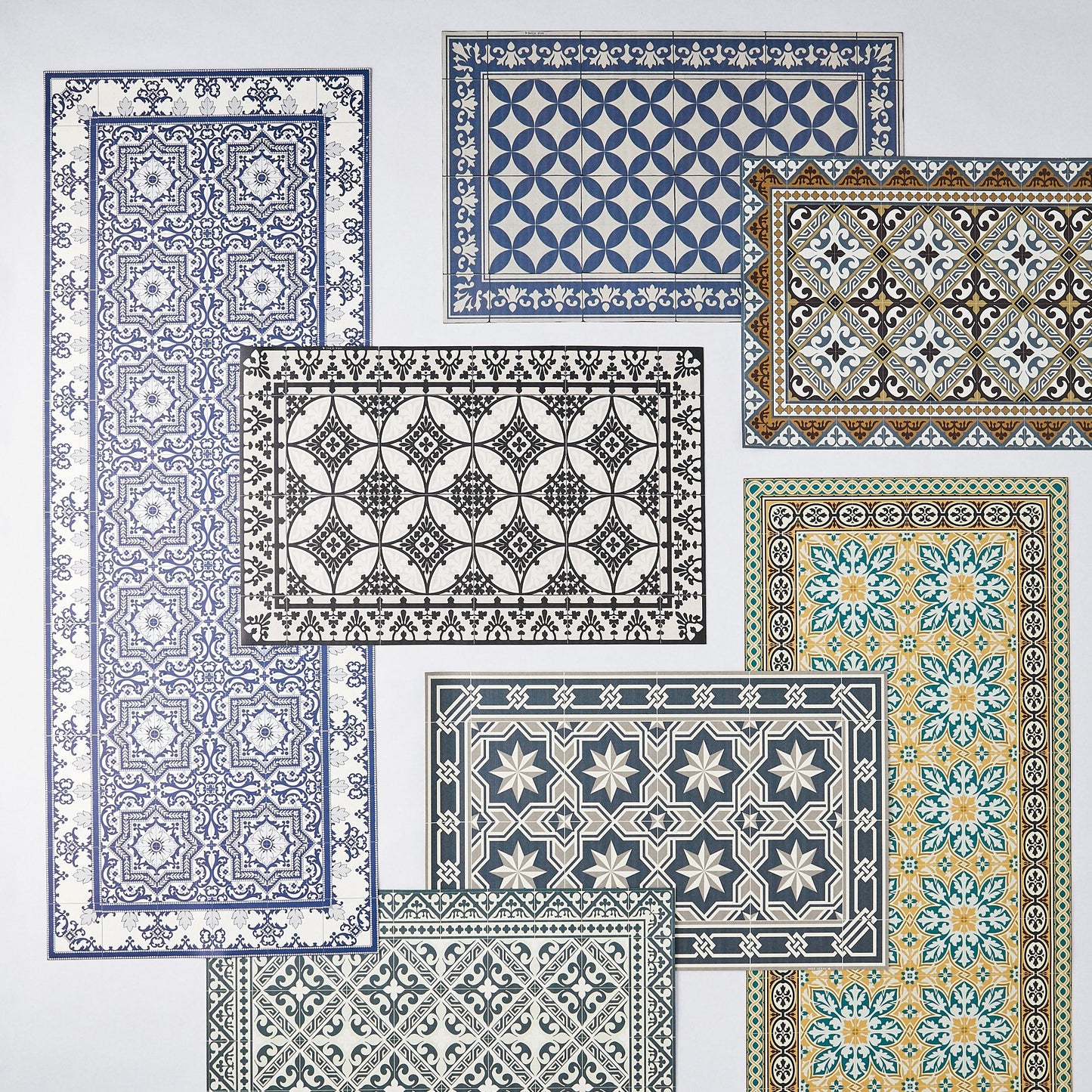 Mediterranean Vinyl Kitchen Floor Mats & Runners