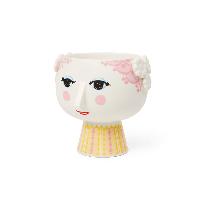 Bjørn Wiinblad Eva Flower Pot on Base, Pink & Yellow