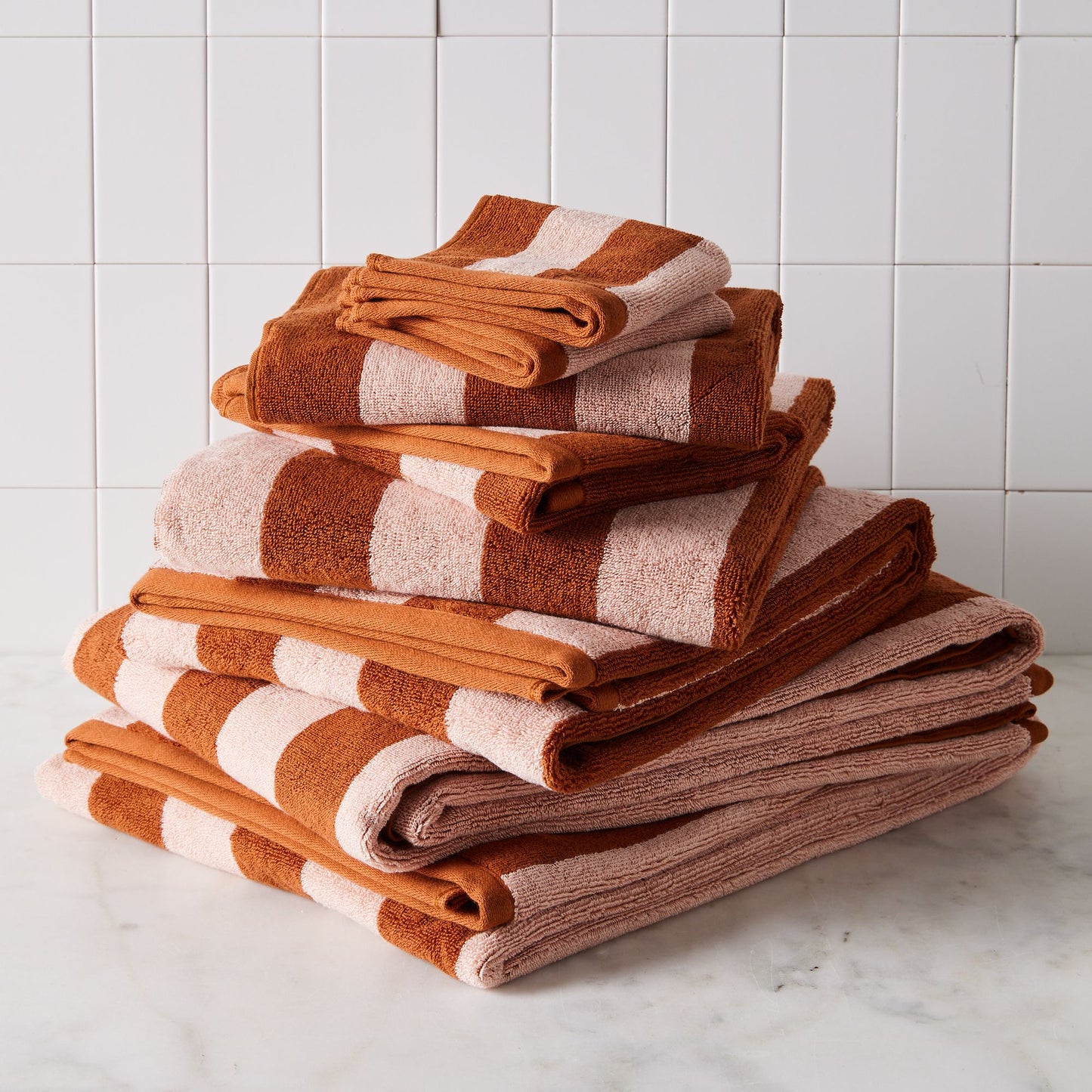 Striped Cotton Terry Bath Towels & Mats