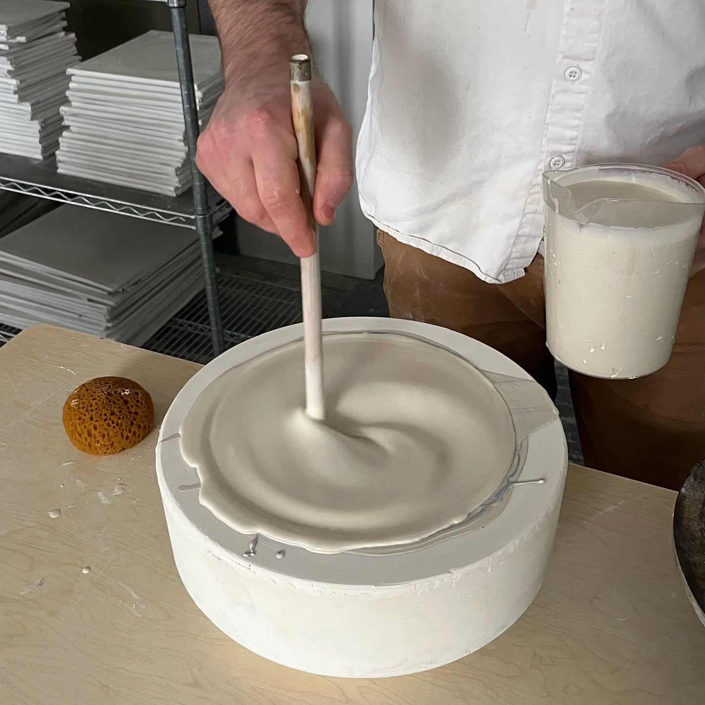 Handmade Marbled Porcelain Serving Bowls by Andrew Molleur