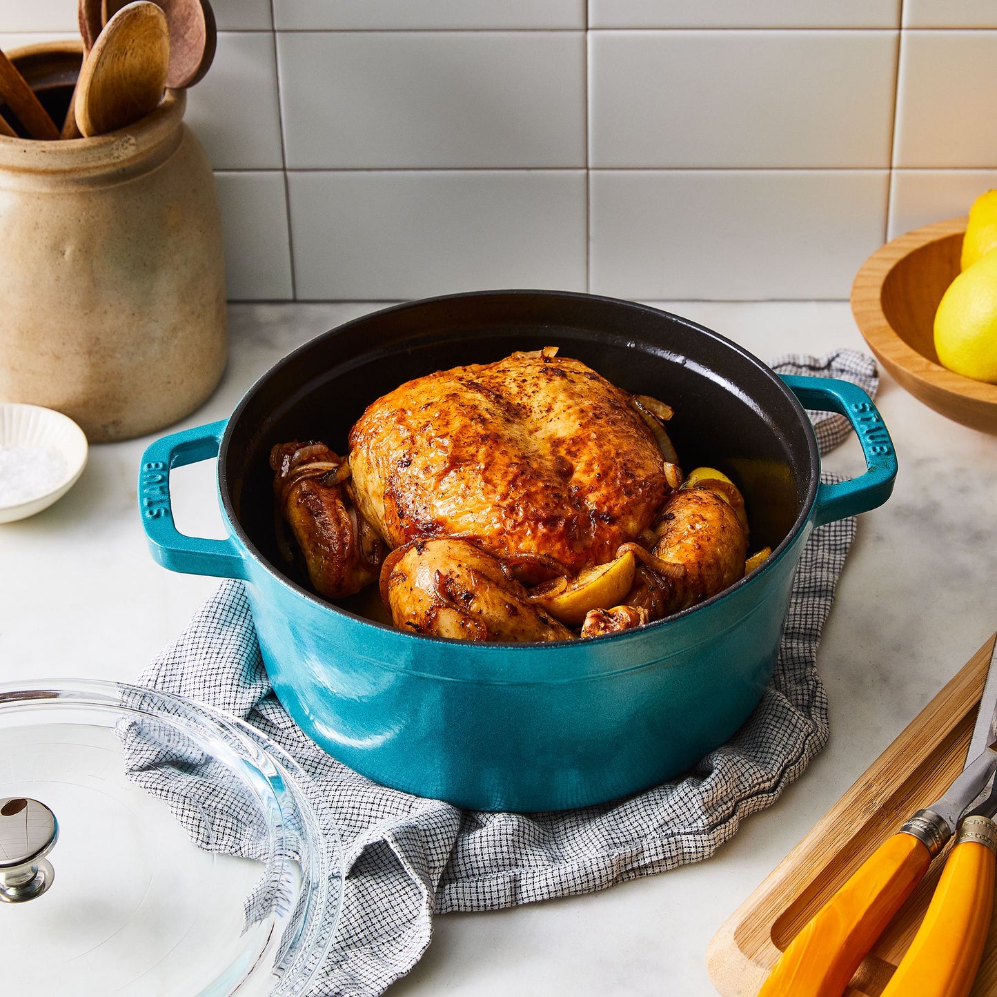 Staub Cast-Iron Cocotte With Glass Lid, 4QT