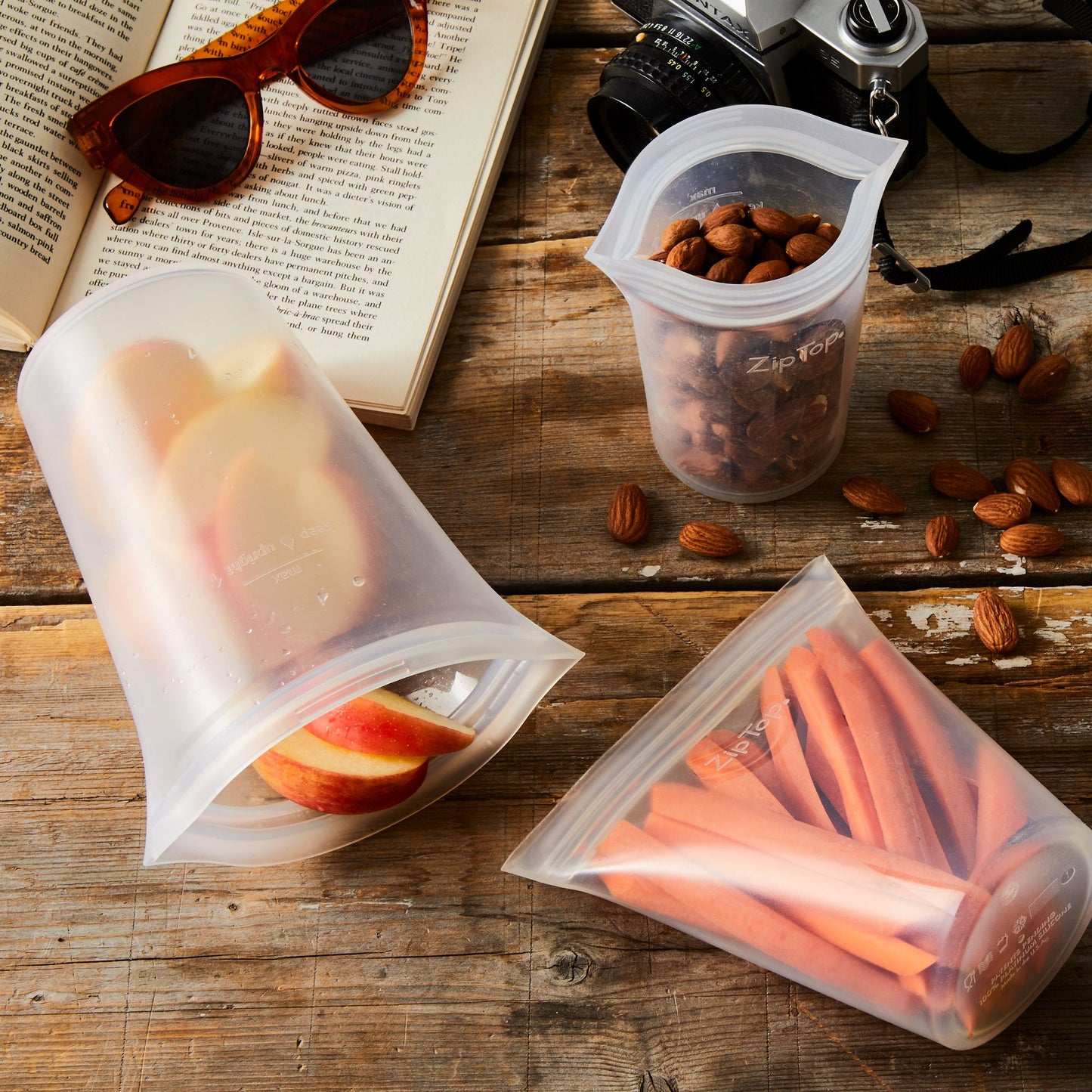 Zip Top Reusable Silicone Store & Serve Storage Bag Sets