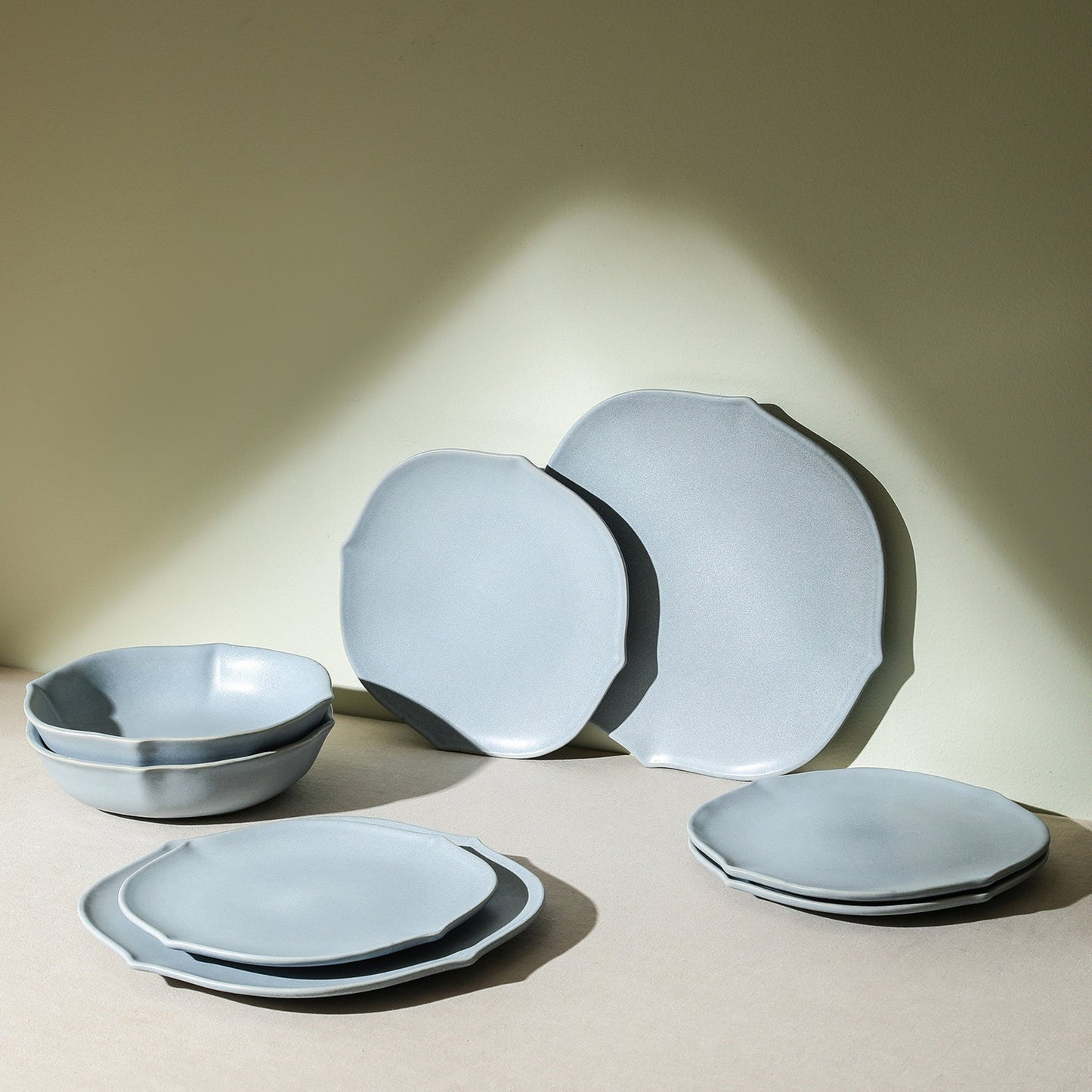 Baskerville Stoneware Dinnerware Set - Light Blue