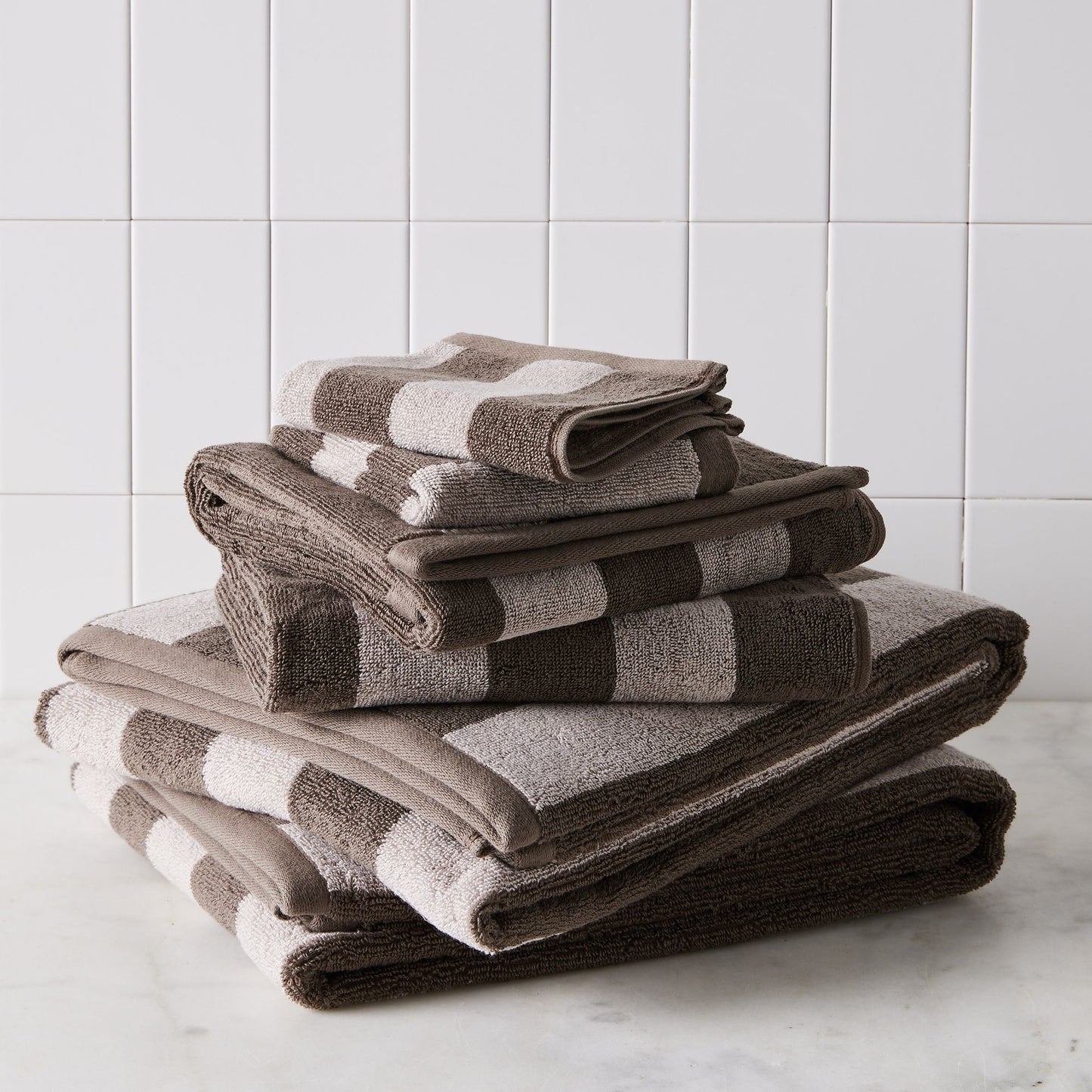 Striped Cotton Terry Bath Towels & Mats