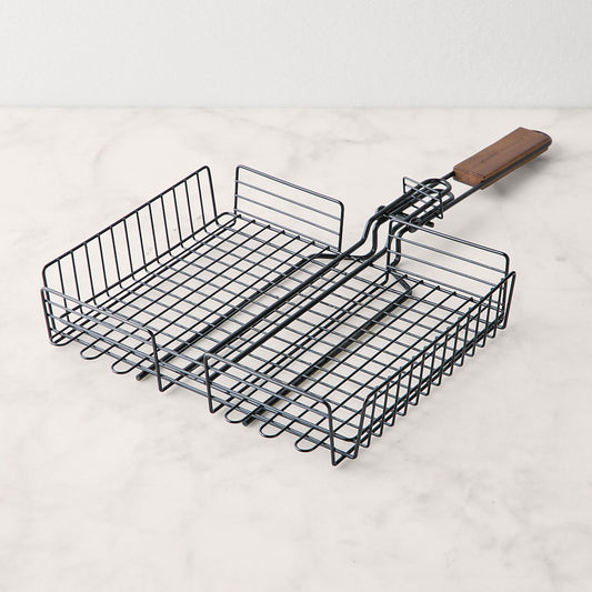 Nonstick Rectangular Grilling Basket With Folding Handle