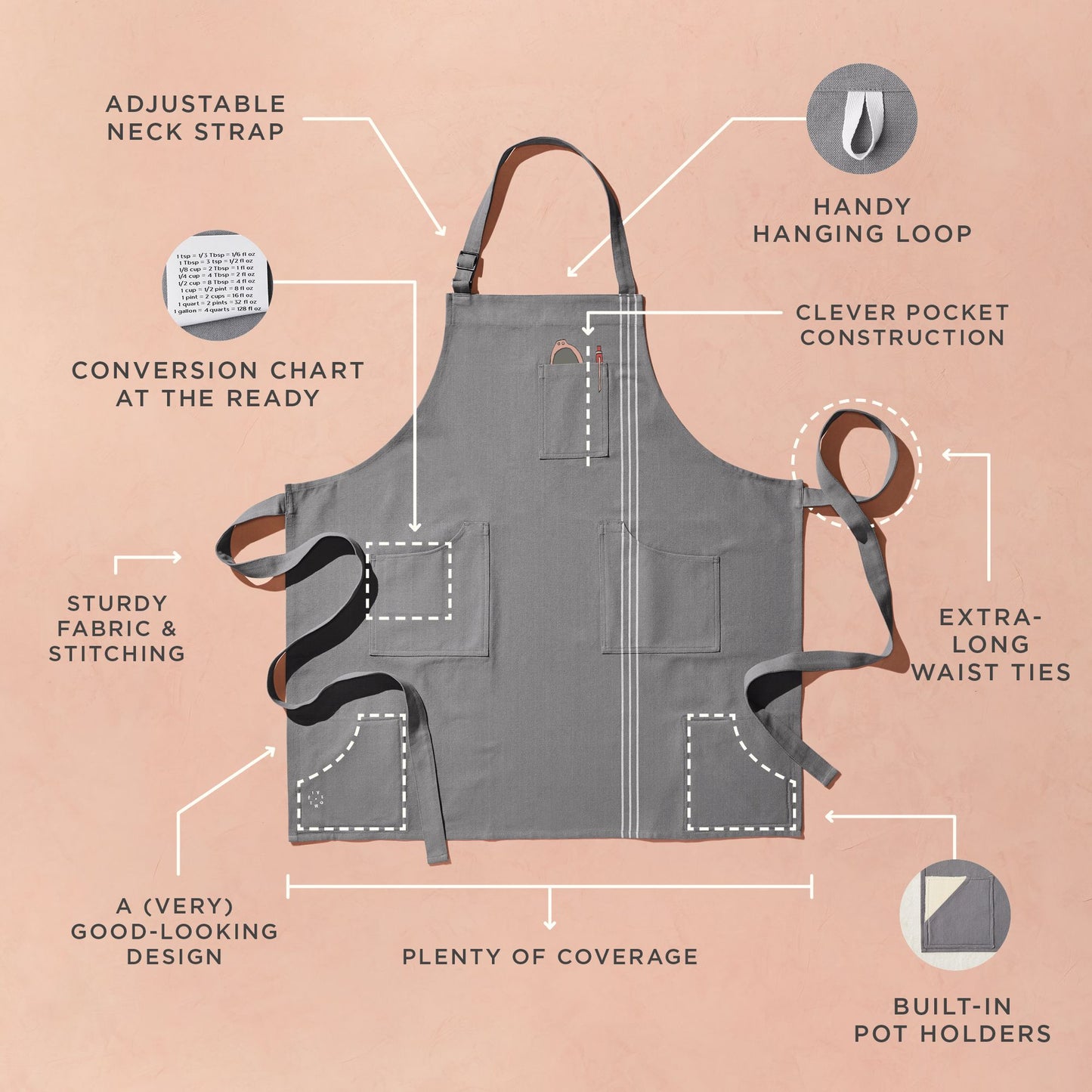 Five Two Ultimate Apron With Built-In Pot Holders