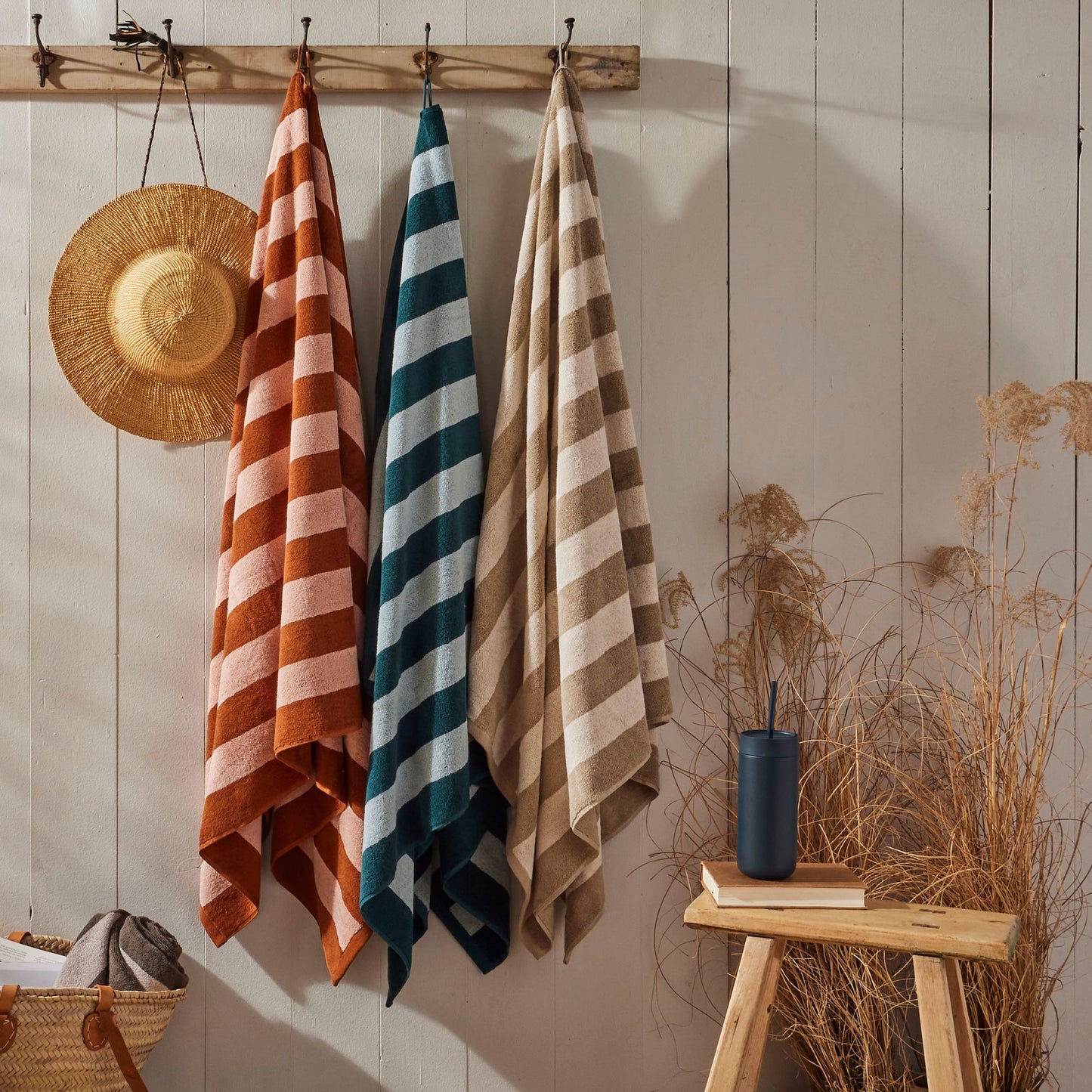 Striped Cotton Terry Bath Towels & Mats