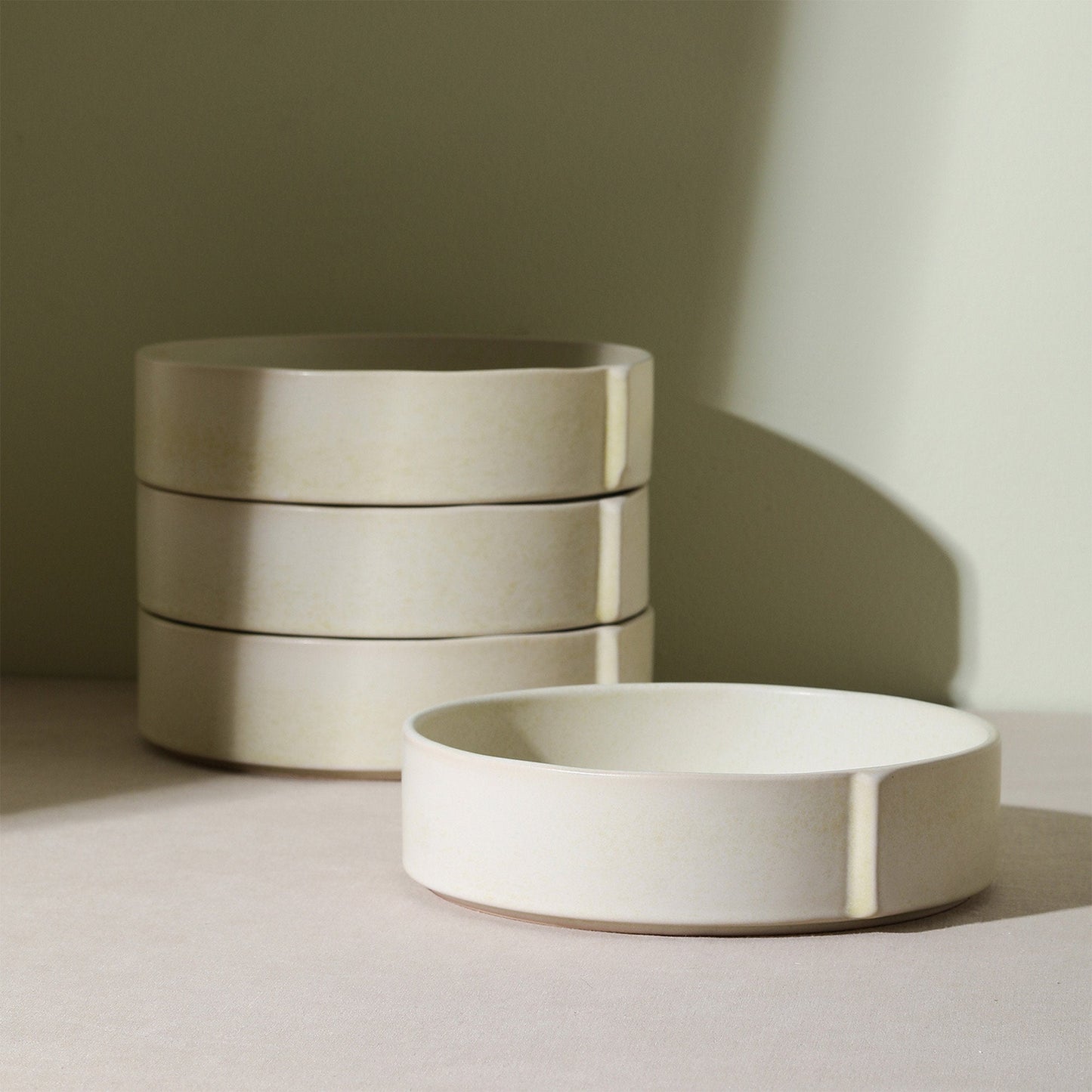 Bao Beige Stoneware Pasta Bowls, Set of 4