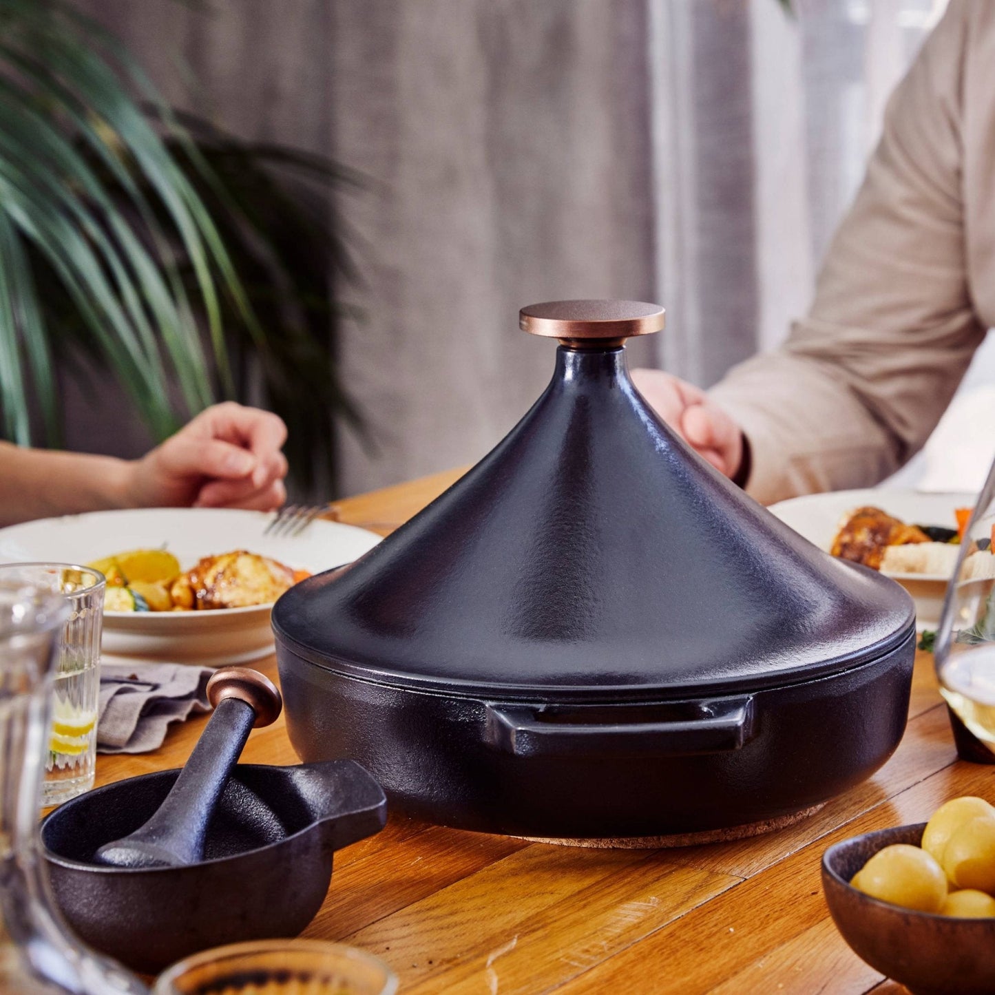 Alva Nori Enameled Cast-Iron Moroccan Tagine, 3QT