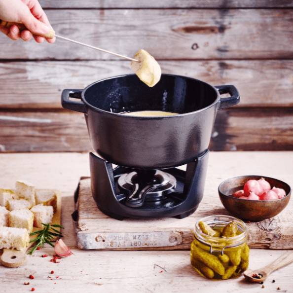 Alva Nori Enameled Cast-Iron 8-Piece Fondue Set, 2QT