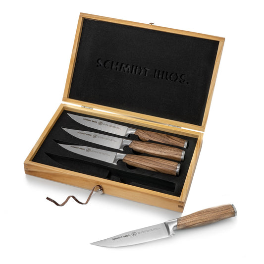 Schmidt Bros. Zebra Wood 4-Piece Jumbo Steak Knife Set