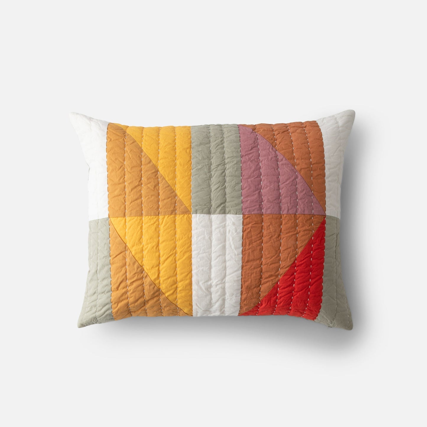 Modern Rooftops Pieced Cotton Sham